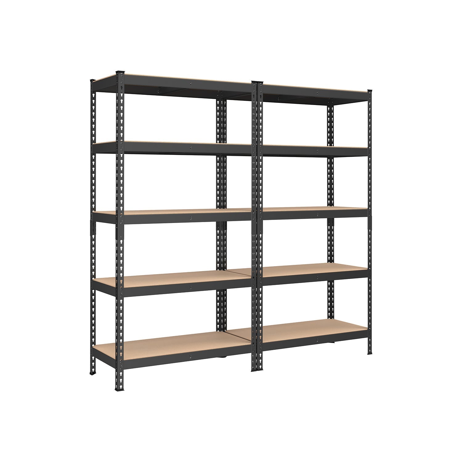 Heavy Duty 5-Tier Steel Garage Storage Shelves (Set of 2), Adjustable Boltless