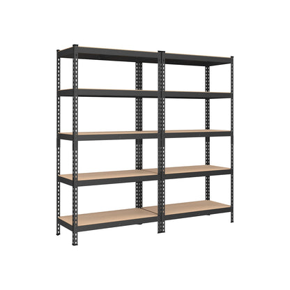 Heavy Duty 5-Tier Steel Garage Storage Shelves (Set of 2), Adjustable Boltless