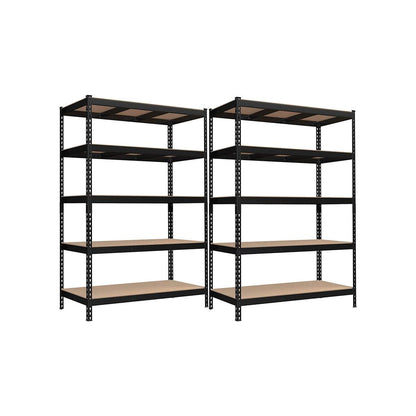 Heavy Duty 5-Tier Steel Garage Storage Shelves (Set of 2), Adjustable Boltless