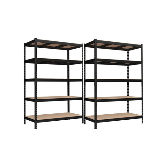Heavy Duty 5-Tier Steel Garage Storage Shelves (Set of 2), Adjustable Boltless