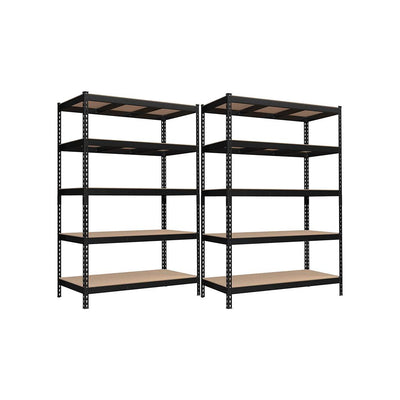 Heavy Duty 5-Tier Steel Garage Storage Shelves (Set of 2), Adjustable Boltless