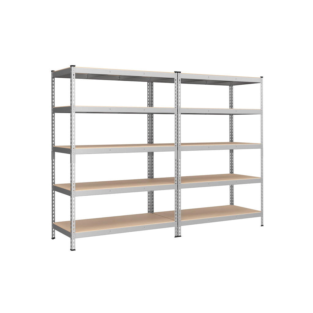 Heavy Duty 5-Tier Steel Garage Storage Shelves (Set of 2), Adjustable Boltless