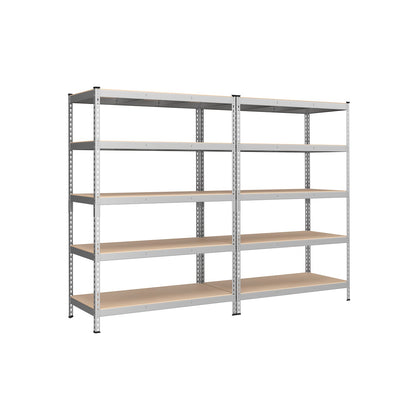 Heavy Duty 5-Tier Steel Garage Storage Shelves (Set of 2), Adjustable Boltless