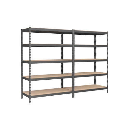 Heavy Duty 5-Tier Steel Garage Storage Shelves (Set of 2), Adjustable Boltless