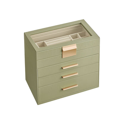 Modern Multi-Layer Jewelry Organizer with Glass Lid, Sunglasses, Large Jewelry Storage