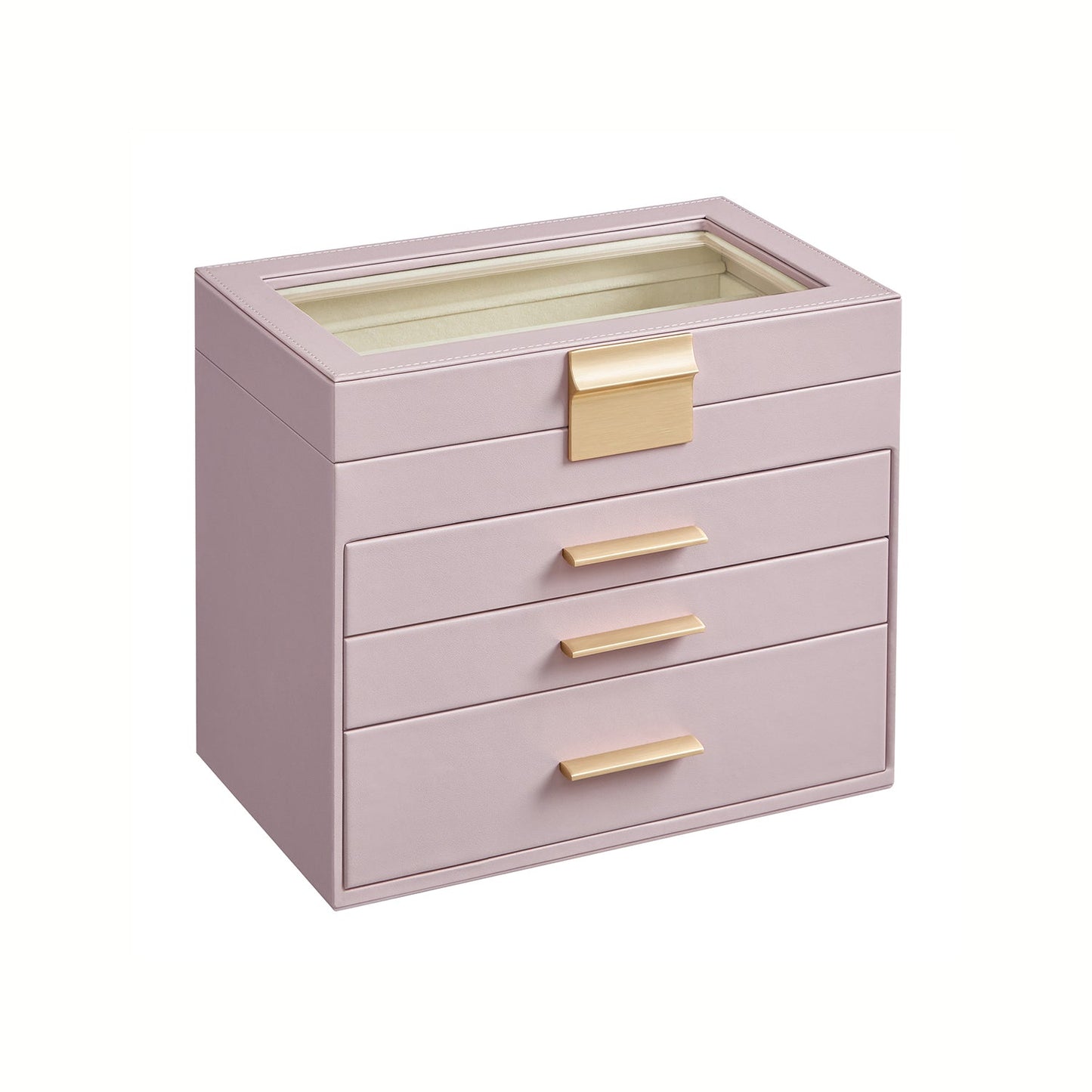 Modern Multi-Layer Jewelry Organizer with Glass Lid, Sunglasses, Large Jewelry Storage