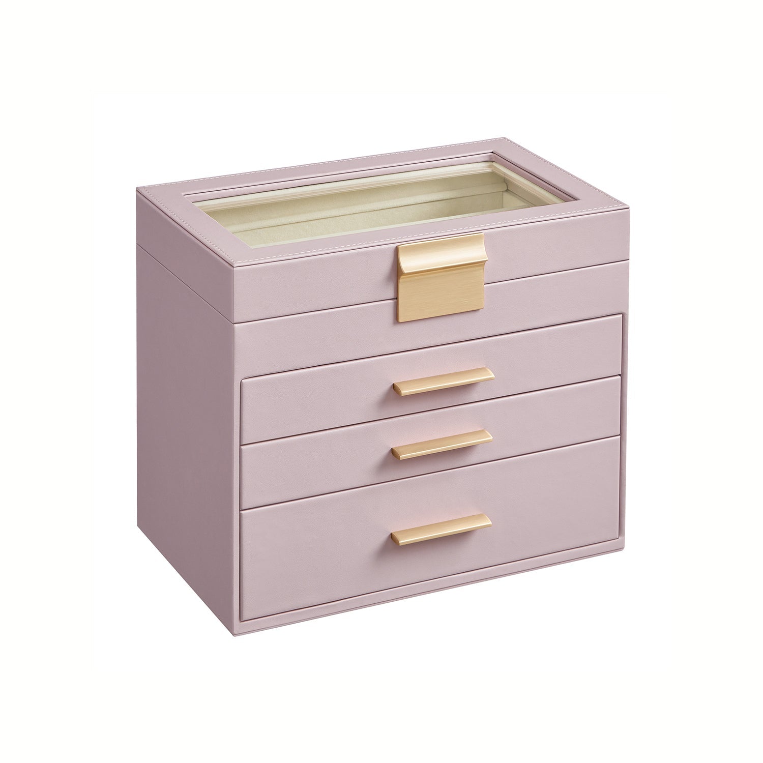 Modern Multi-Layer Jewelry Organizer with Glass Lid, Sunglasses, Large Jewelry Storage