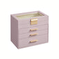 Modern Multi-Layer Jewelry Organizer with Glass Lid, Sunglasses, Large Jewelry Storage