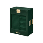 FURNMICS Elegant 5-Layer Jewelry Box with Clear Glass Window and Side Drawers