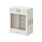 FURNMICS Elegant 5-Layer Jewelry Box with Clear Glass Window and Side Drawers