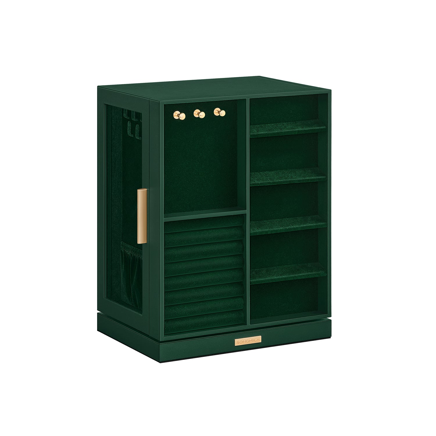 FURNMICS 360° Rotating Jewelry Organizer Box, 5 Drawers, Glass Window Display