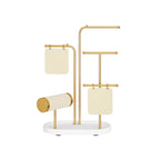 FURNMICS Jewelry Stand with Metal Frame, 2 Earring Boards, 4 Hanging Rods