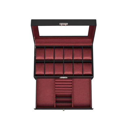 FURNMICS 6-Slot Lockable Watch Case with Glass Lid
