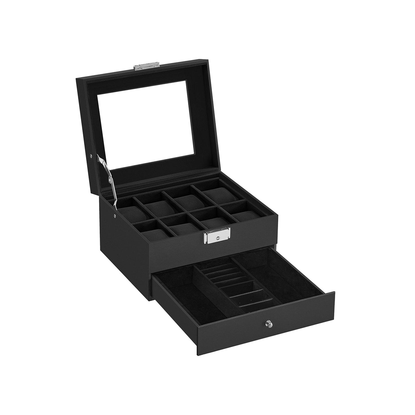 FURNMICS 6-Slot Lockable Watch Case with Glass Lid