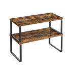 Expandable Stackable Kitchen Countertop Shelves, Metal Bamboo Cabinet Organizer Set