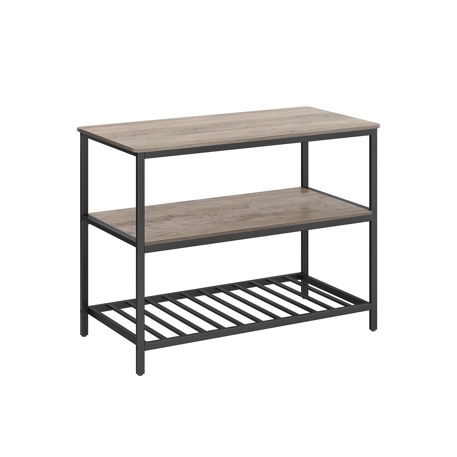 VASAGLE Industrial Kitchen Island: Spacious Worktop, 3 Shelves, Sturdy Iron Frame