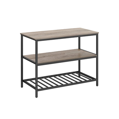 VASAGLE Industrial Kitchen Island: Spacious Worktop, 3 Shelves, Sturdy Iron Frame