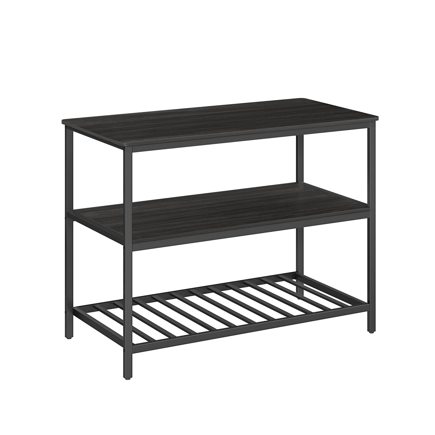 VASAGLE Industrial Kitchen Island: Spacious Worktop, 3 Shelves, Sturdy Iron Frame