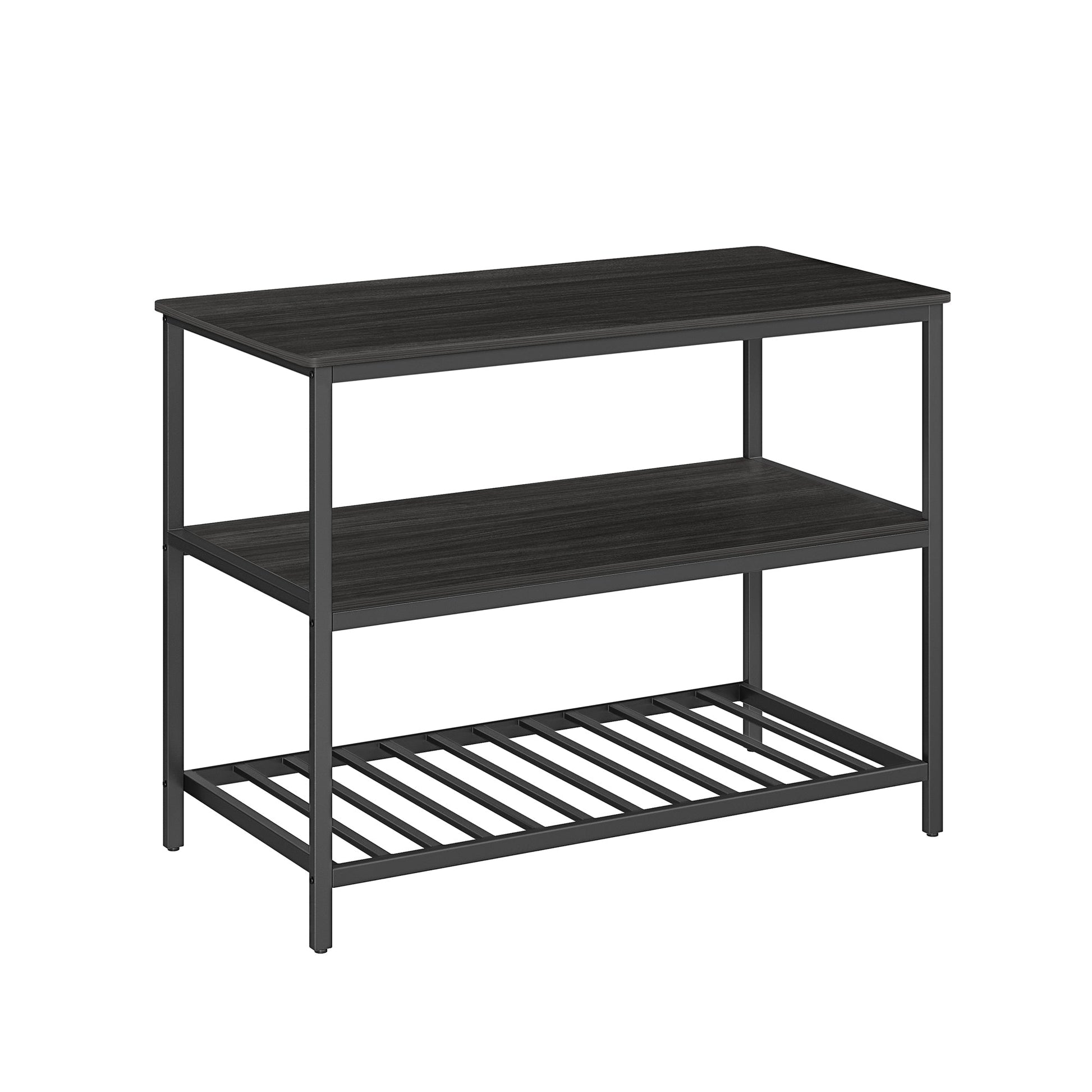 VASAGLE Industrial Kitchen Island: Spacious Worktop, 3 Shelves, Sturdy Iron Frame