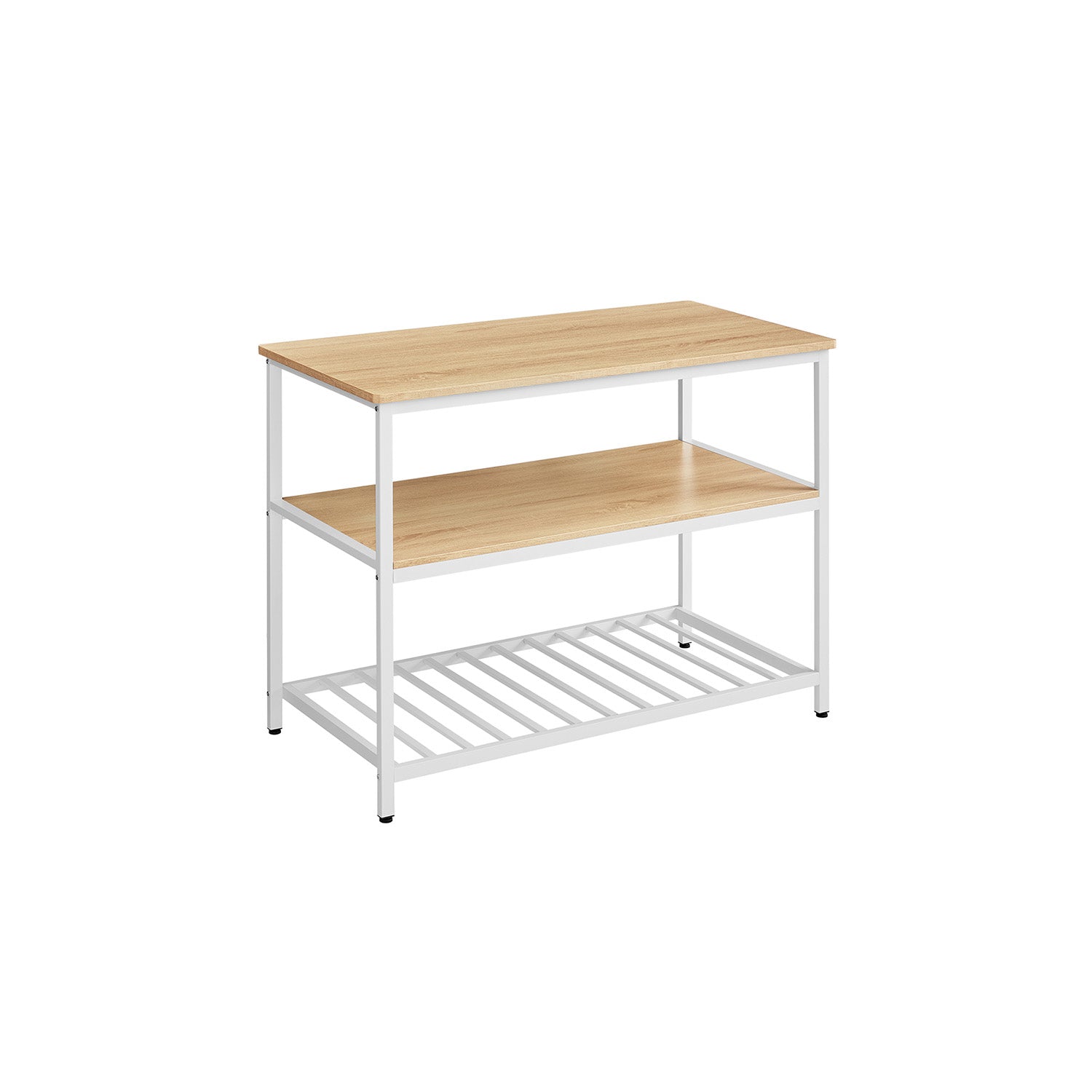 VASAGLE Industrial Kitchen Island: Spacious Worktop, 3 Shelves, Sturdy Iron Frame