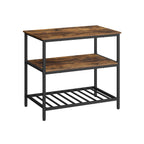 Kitchen Island with 3 Open Shelves and Steel Frame
