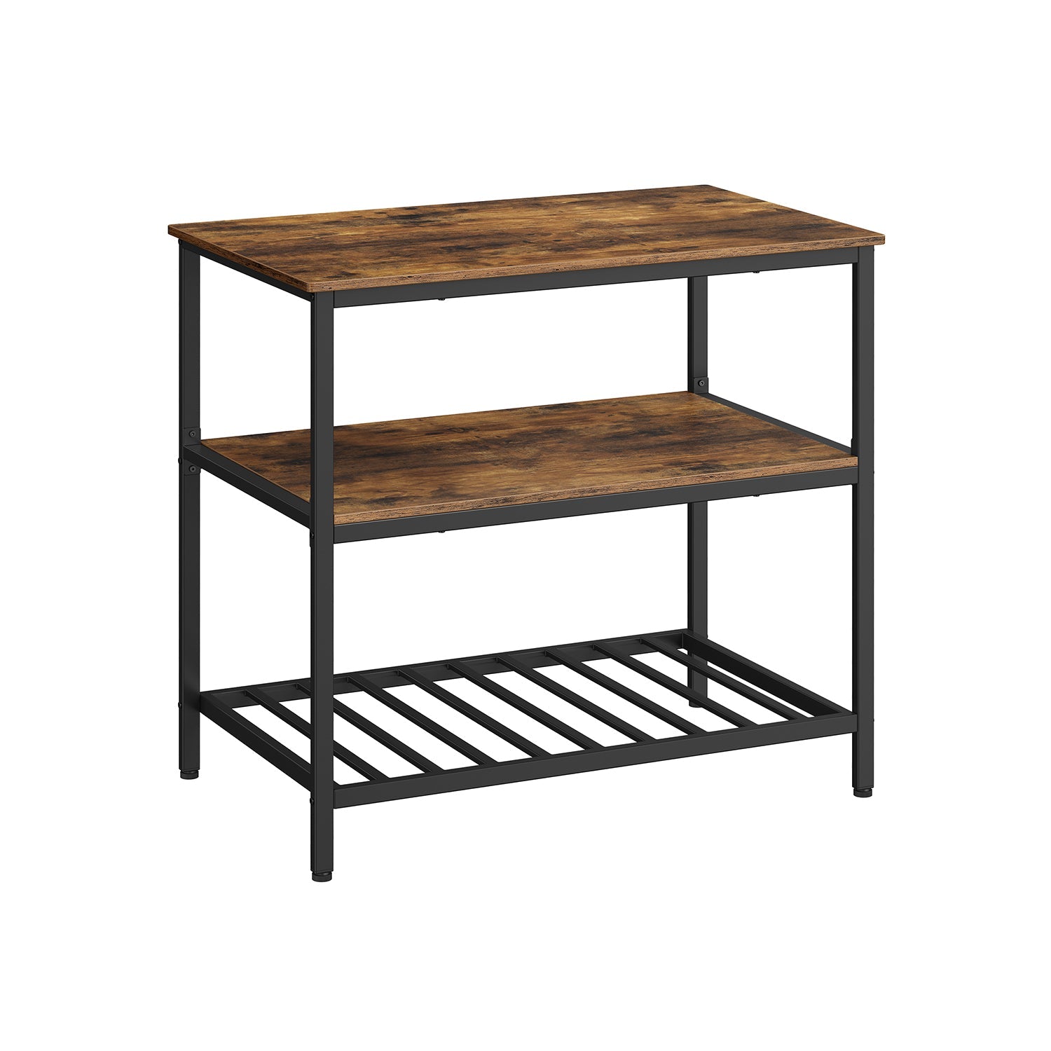 VASAGLE Industrial Kitchen Island: Spacious Worktop, 3 Shelves, Sturdy Iron Frame