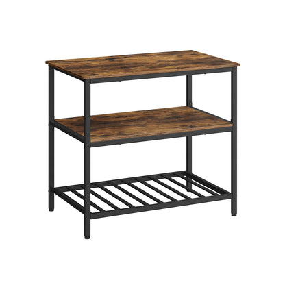 VASAGLE Industrial Kitchen Island: Spacious Worktop, 3 Shelves, Sturdy Iron Frame