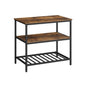 VASAGLE Industrial Kitchen Island: Spacious Worktop, 3 Shelves, Sturdy Iron Frame