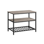 Kitchen Island with 3 Open Shelves and Steel Frame