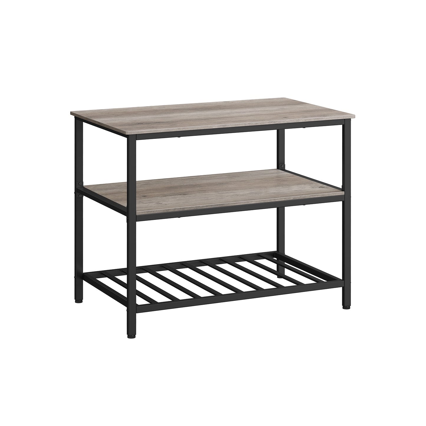 VASAGLE Industrial Kitchen Island: Spacious Worktop, 3 Shelves, Sturdy Iron Frame