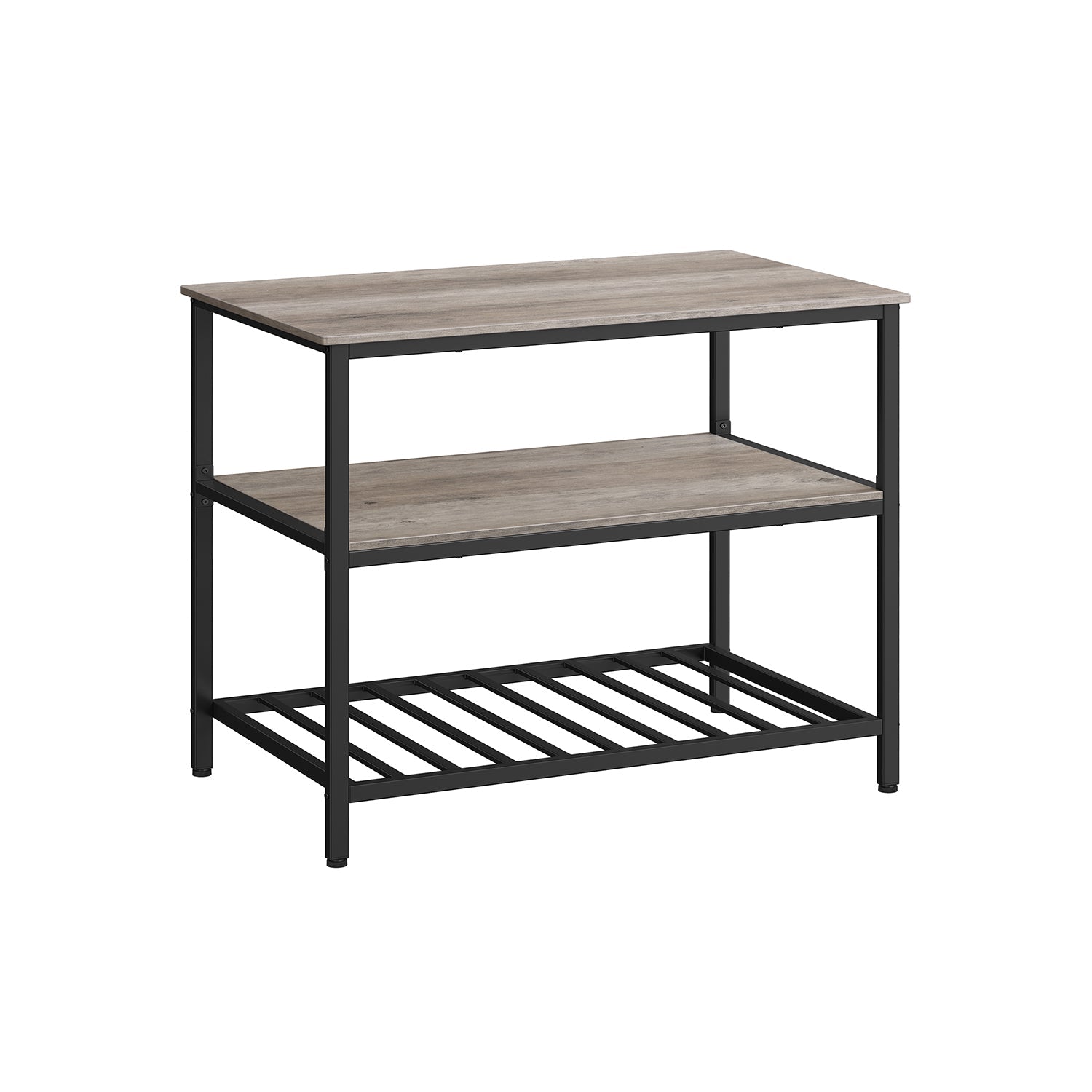Kitchen Island with 3 Open Shelves and Steel Frame