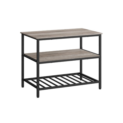 VASAGLE Industrial Kitchen Island: Spacious Worktop, 3 Shelves, Sturdy Iron Frame