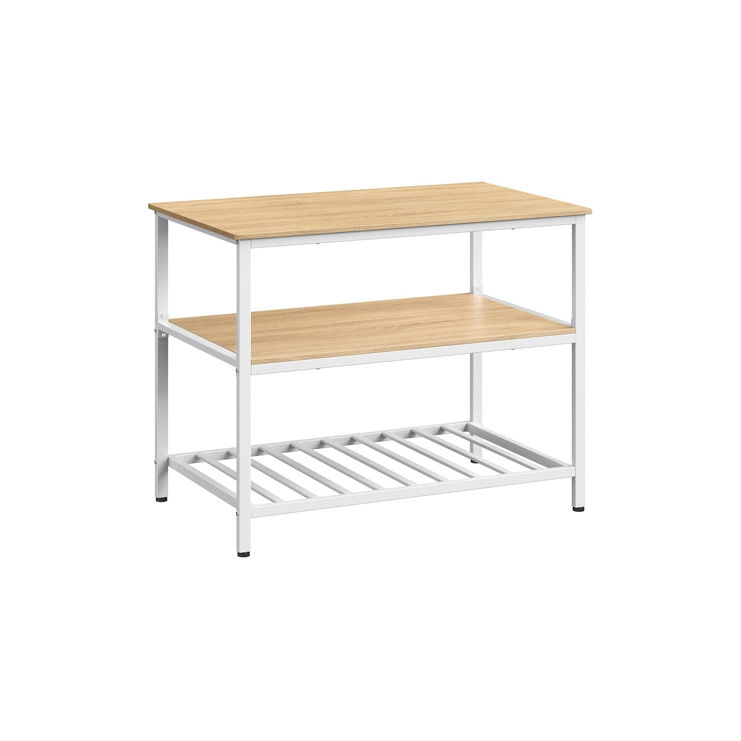VASAGLE Industrial Kitchen Island: Spacious Worktop, 3 Shelves, Sturdy Iron Frame