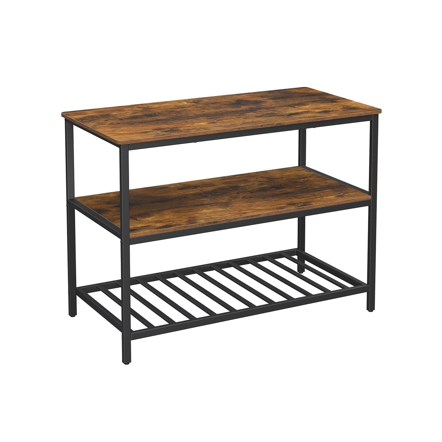 VASAGLE Industrial Kitchen Island: Spacious Worktop, 3 Shelves, Sturdy Iron Frame