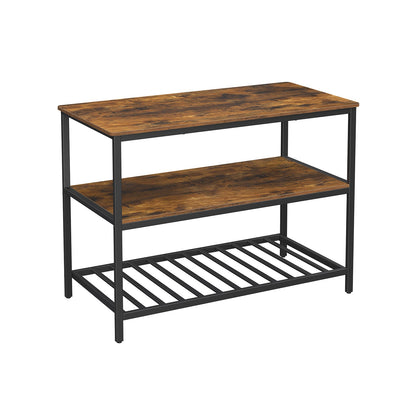 VASAGLE Industrial Kitchen Island: Spacious Worktop, 3 Shelves, Sturdy Iron Frame