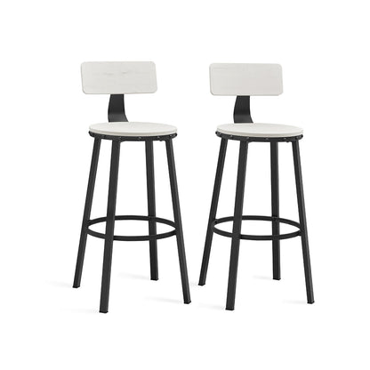 VASAGLE Industrial Bar Stools, 29-Inch Tall, Backrest, Steel Frame