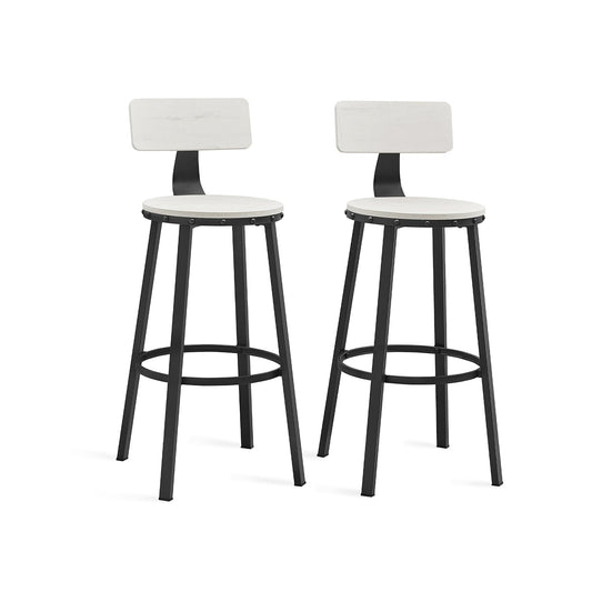 VASAGLE Industrial Bar Stools, 29-Inch Tall, Backrest, Steel Frame