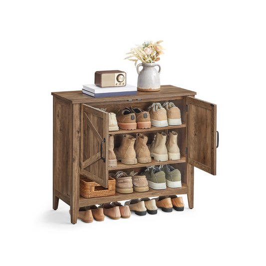 VASAGLE 3-Tier Shoe Cabinet: Stylish Entryway Organizer with Adjustable Shelves