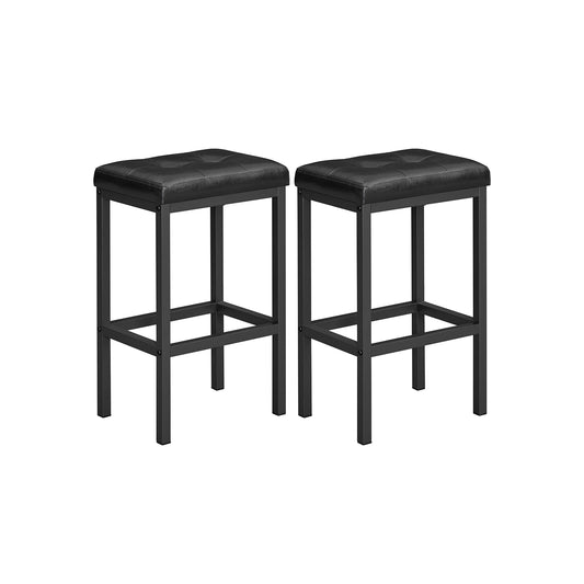 VASAGLE Industrial PU Upholstered Backless Breakfast Stools - Set of 2