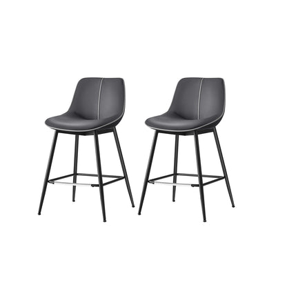 VASAGLE Modern Faux Leather Bar Stools with Ergonomic Backrest and Sturdy Metal Legs