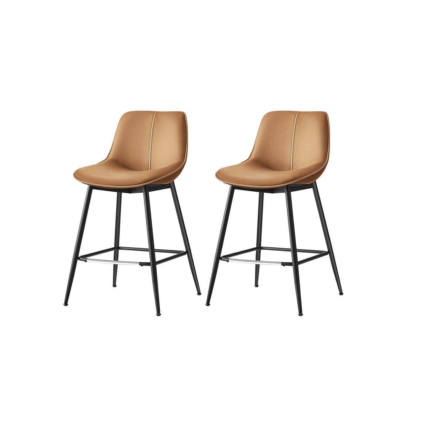 VASAGLE Modern Faux Leather Bar Stools with Ergonomic Backrest and Sturdy Metal Legs