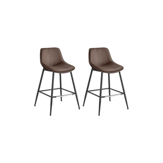 VASAGLE Modern Faux Leather Bar Stools with Ergonomic Backrest and Sturdy Metal Legs