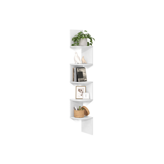 VASAGLE 5-Tier Floating Corner Wall Shelf Zigzag Book Display Storage
