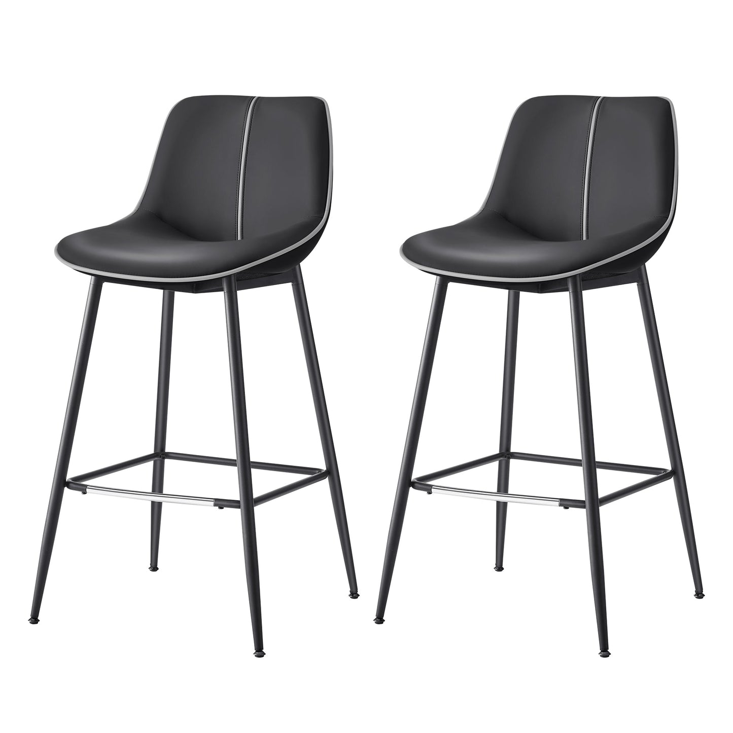 VASAGLE Modern Faux Leather Bar Stools with Ergonomic Backrest and Sturdy Metal Legs