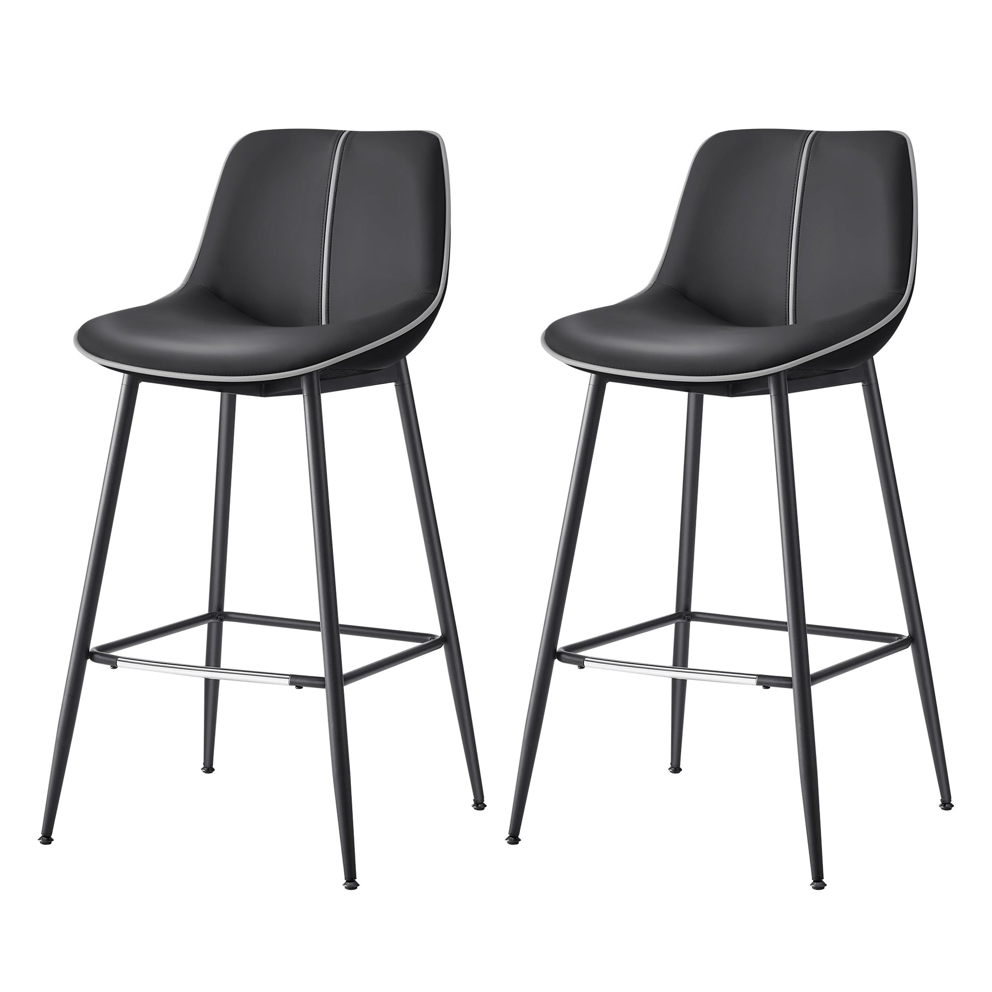 VASAGLE Modern Faux Leather Bar Stools with Ergonomic Backrest and Sturdy Metal Legs