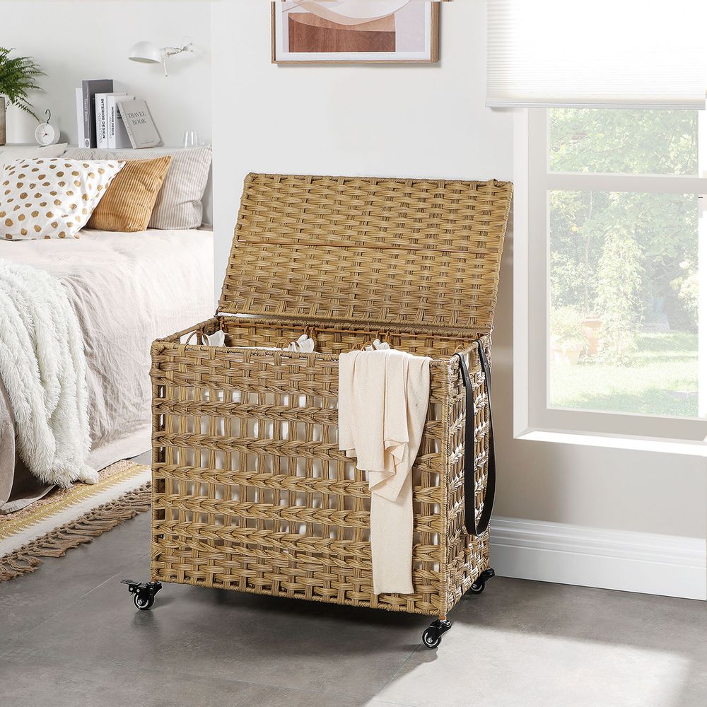 FURNMICS Laundry Sorter with 3 Cotton Bags and Metal Frame