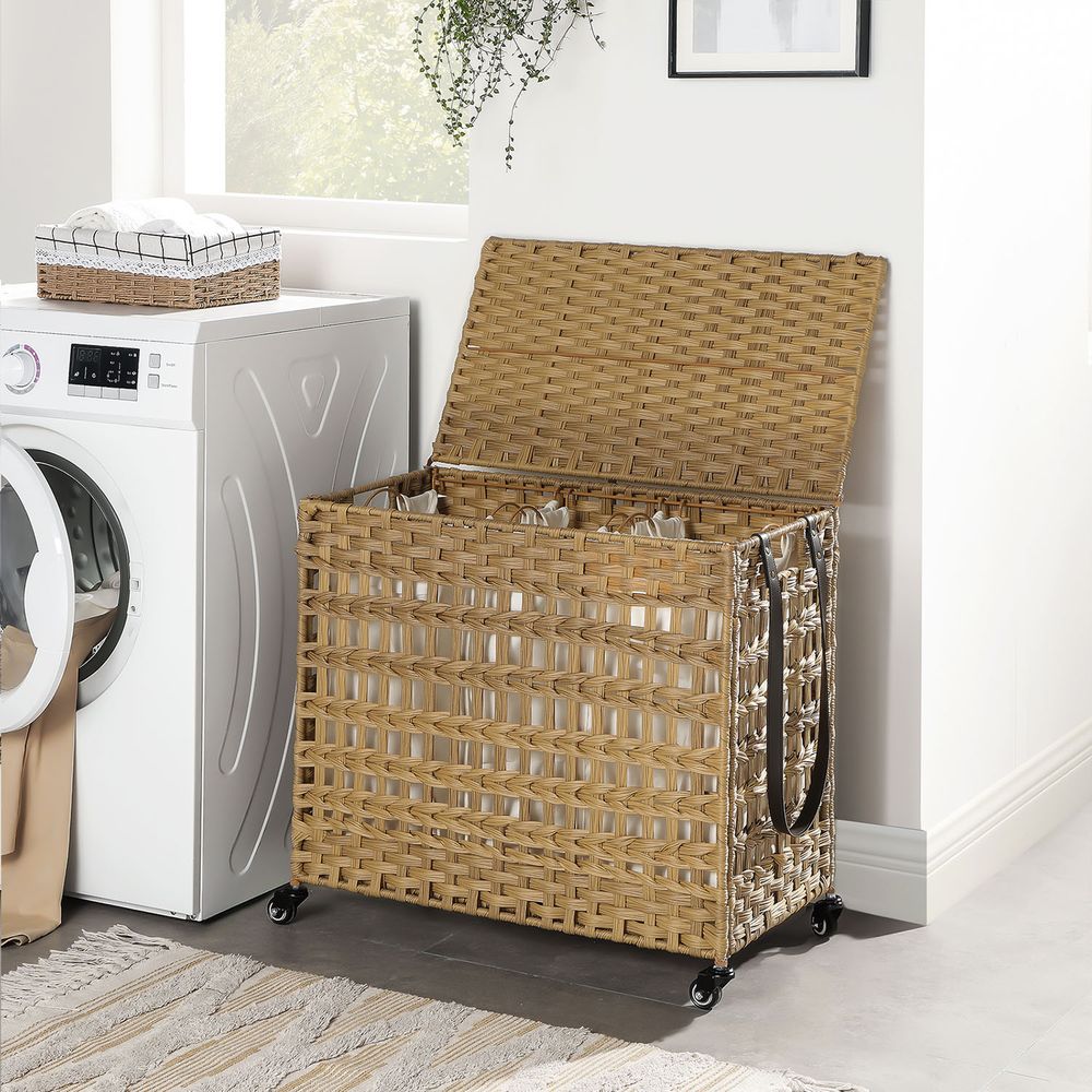 FURNMICS Laundry Sorter with 3 Cotton Bags and Metal Frame