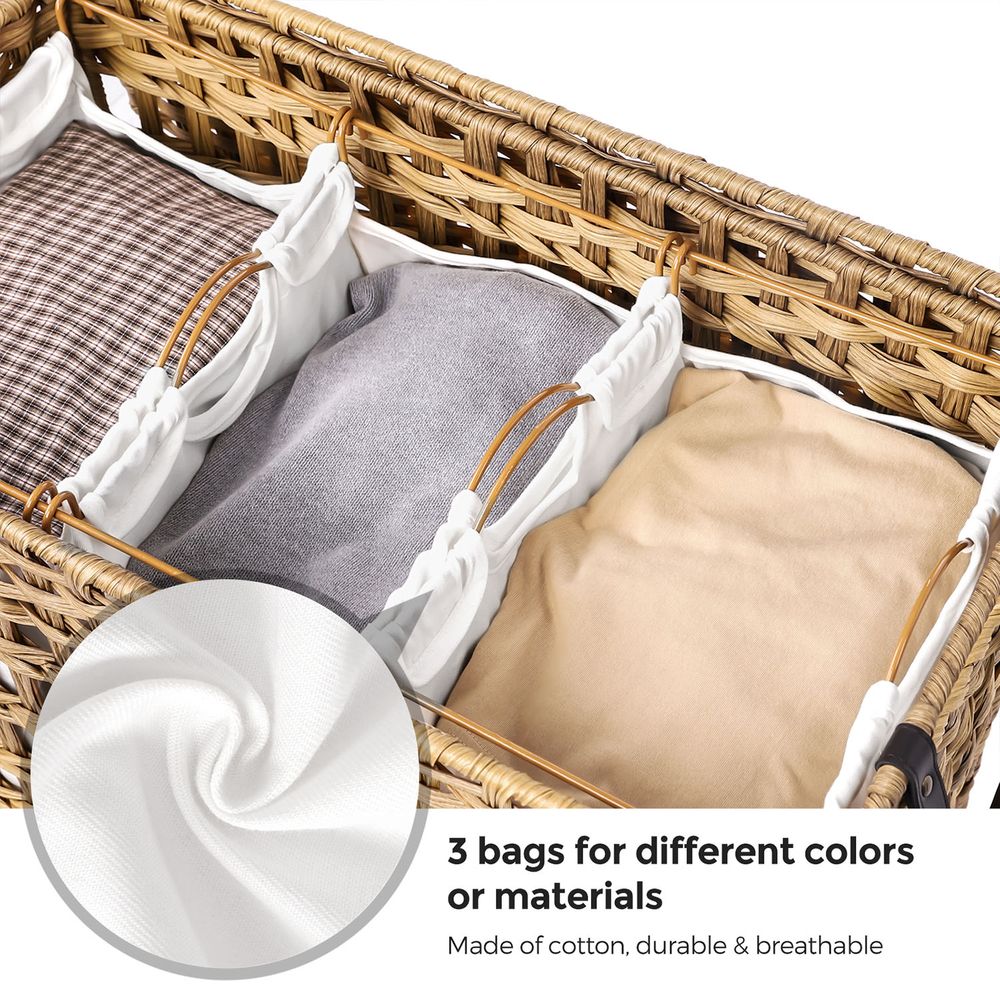 FURNMICS Laundry Sorter with 3 Cotton Bags and Metal Frame