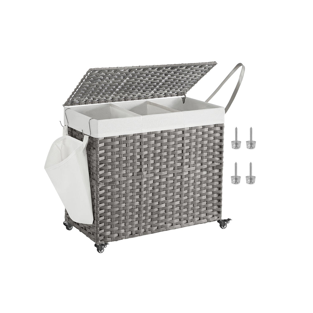 FURNMICS 120L Handwoven Laundry Basket with Wheels