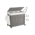 FURNMICS 120L Handwoven Laundry Basket with Wheels